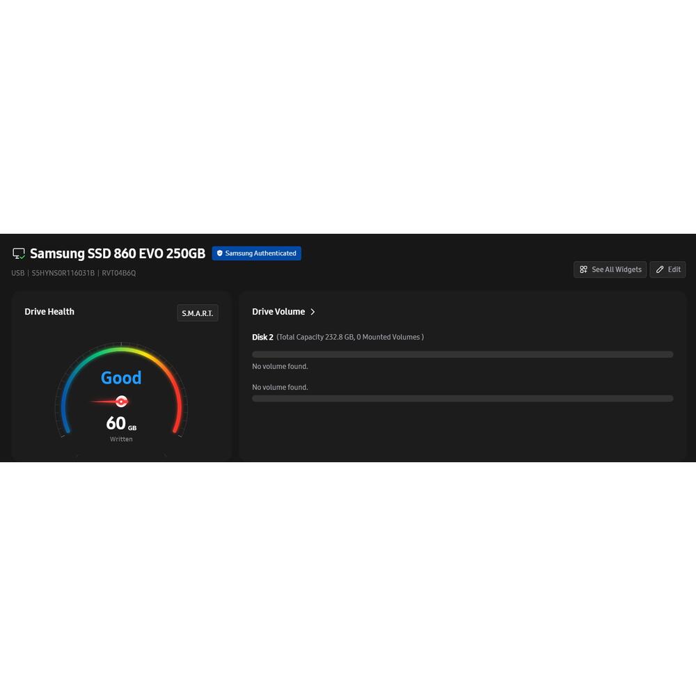 (100% Health, 60GB Write) Samsung 860 EVO 250GB SSD MZ-76E250 2.5" SATA III SSD - Picture 3 of 4